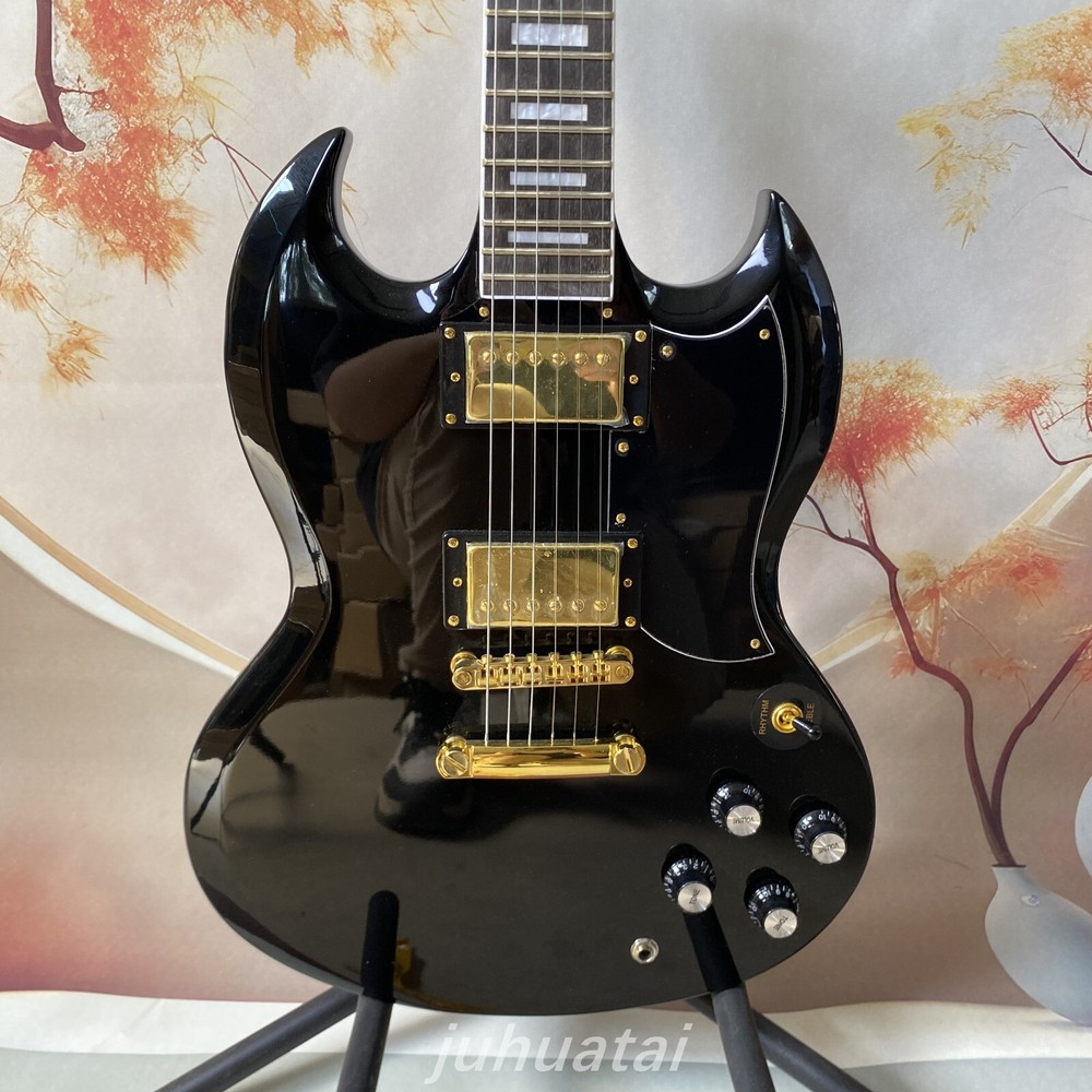 Custom black SG electric guitar gold hardware 6 string High quality stock