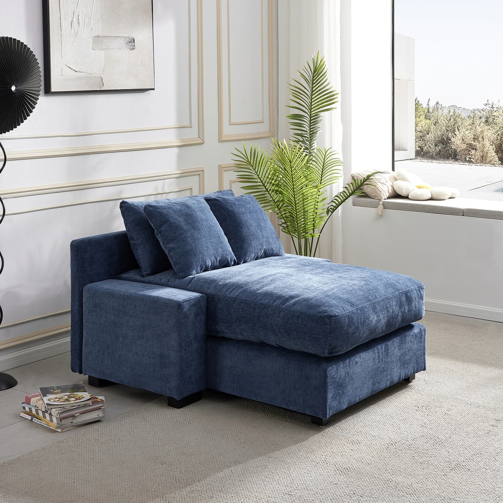 Modern Luxury Sofa with Chenille Upholstery Convertible to Sleeper for Living Room