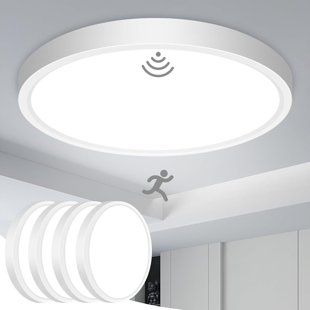 7-Inch Adjustable Motion Sensor Ceiling Light for Hallways and Closets