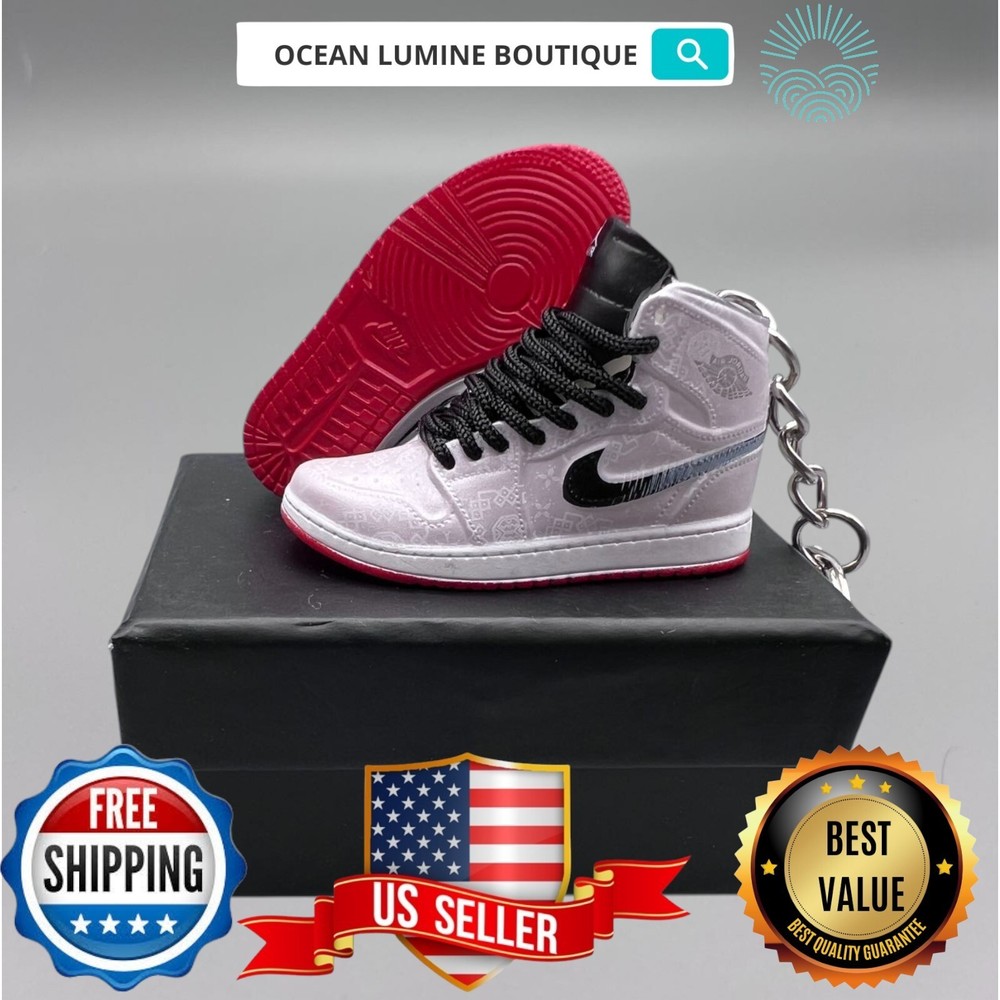 Air Jordan 3D Mini Sneaker Keychain, Basketball Sneaker Collectible, Box Options