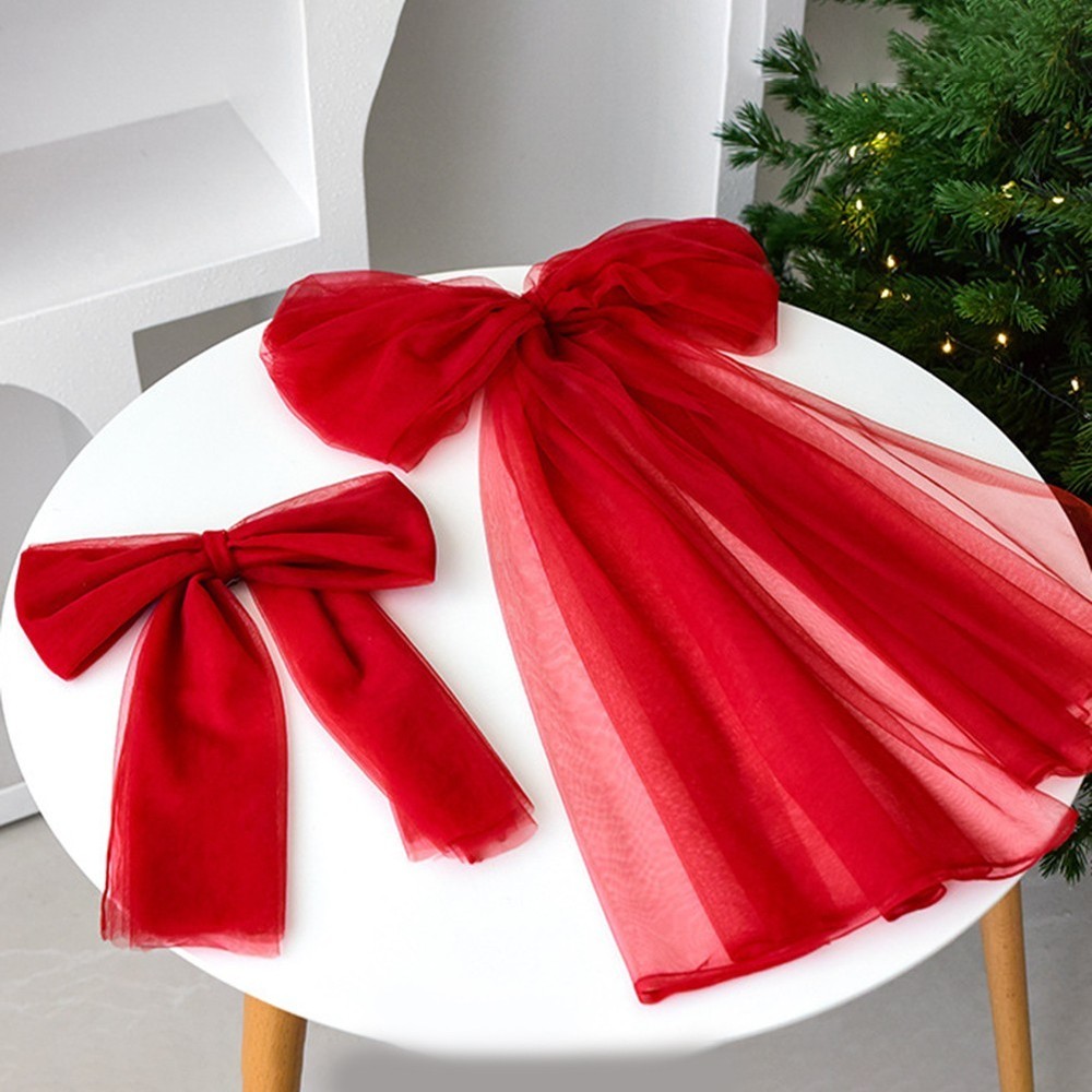 Festive 30cm Mesh Yarn Bowknot Christmas Tree Topper