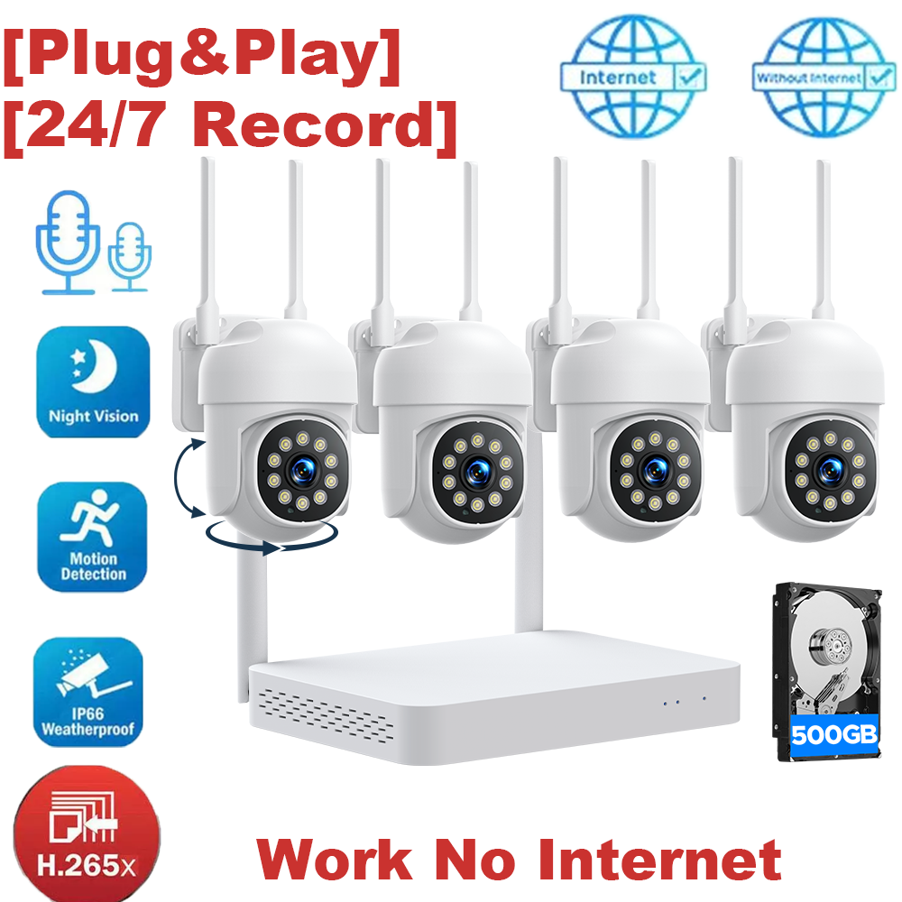 Wireless 10CH 2MP Security Camera System 2Way Audio Human Detection IP66 5G WiFi