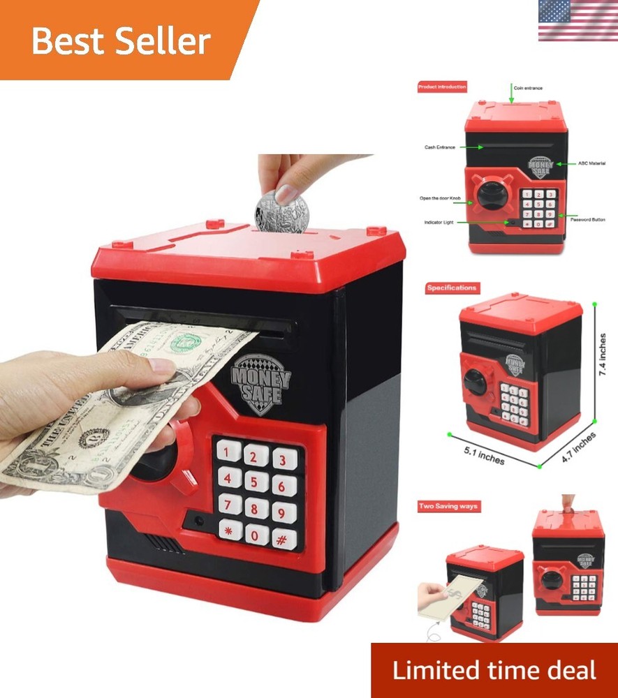 Secure ABS Piggy Bank for Kids with Customizable Password Protection-image