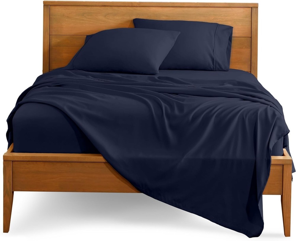 5-Piece Midnight Blue Split King Sheet Set - Hotel Quality & Deep Pocket Design