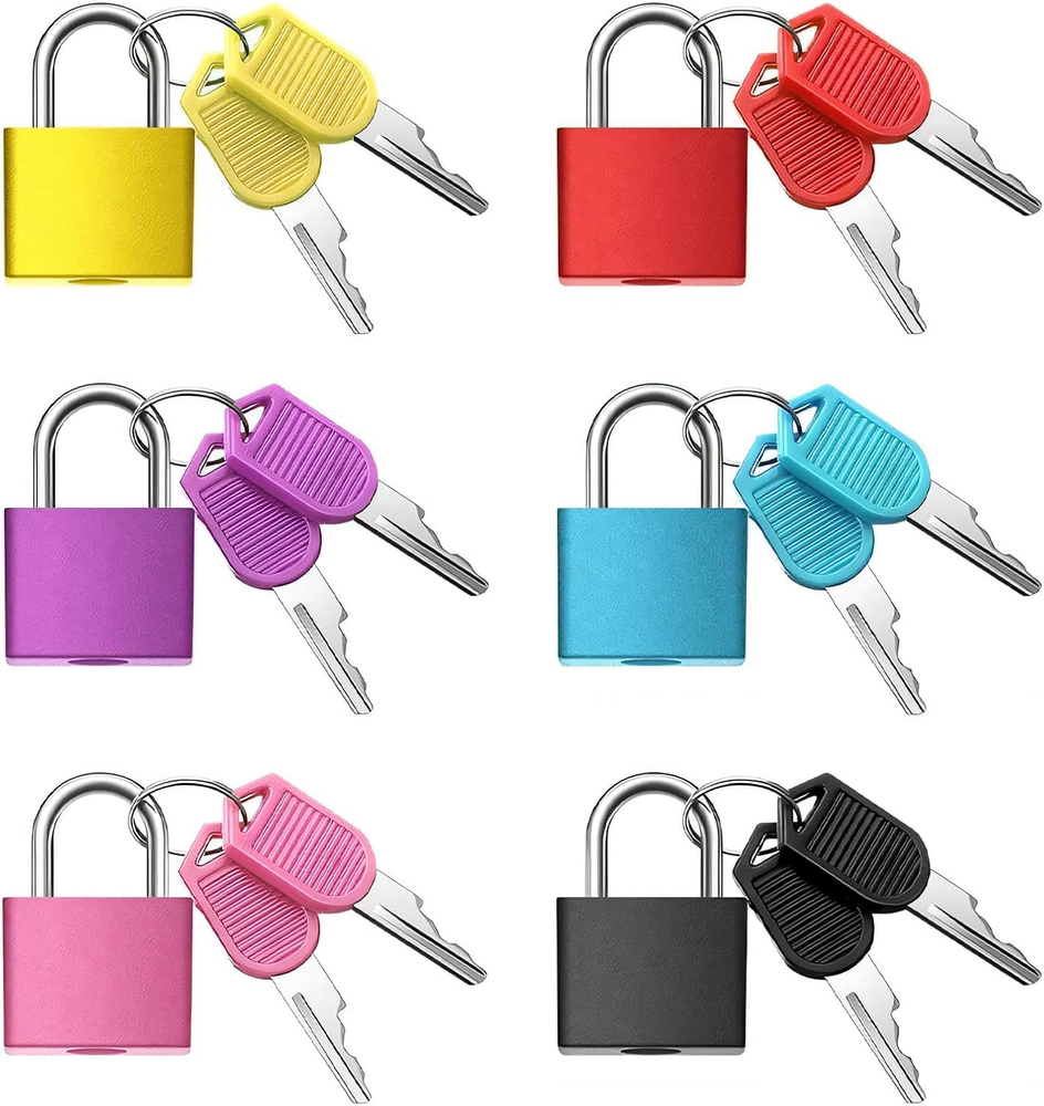 6 Pcs Luggage Locks with Keys, Suitcase Locks Mini Lock Metal Paddlock for Ba...