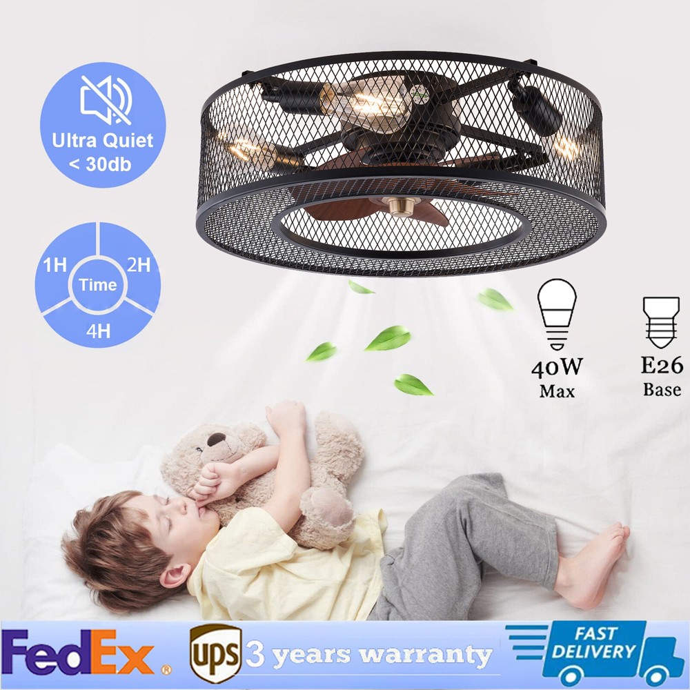 20 Inch Flush Mount Ceiling Fan with Light Remote Control Fandelier