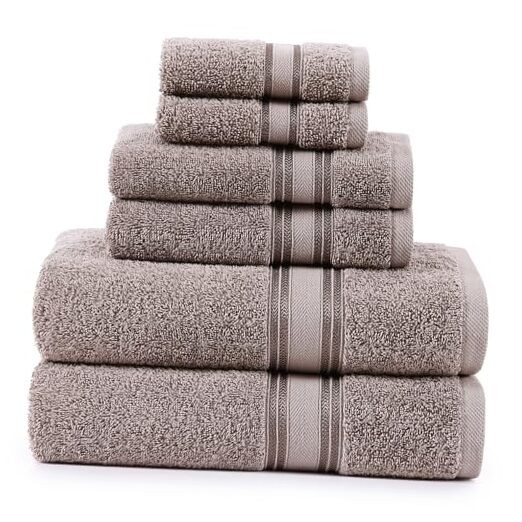 Luxury Bath Towel Set - 100% Cotton Bathroom Towel, 6 Piece Set 05: Platinum