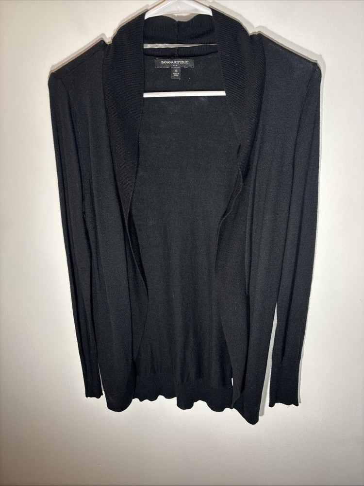 BANANA REPUBLIC Black Long Sleeve Open Front Cardigan Size S
