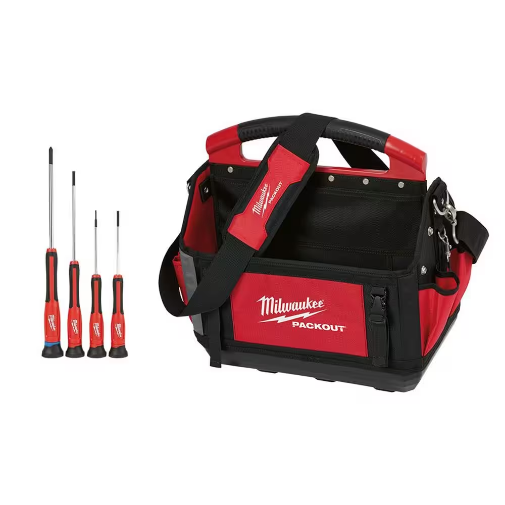 PACKOUT 15 In. Tote And 4-Piece Precision Screwdriver Set (5-Piece)