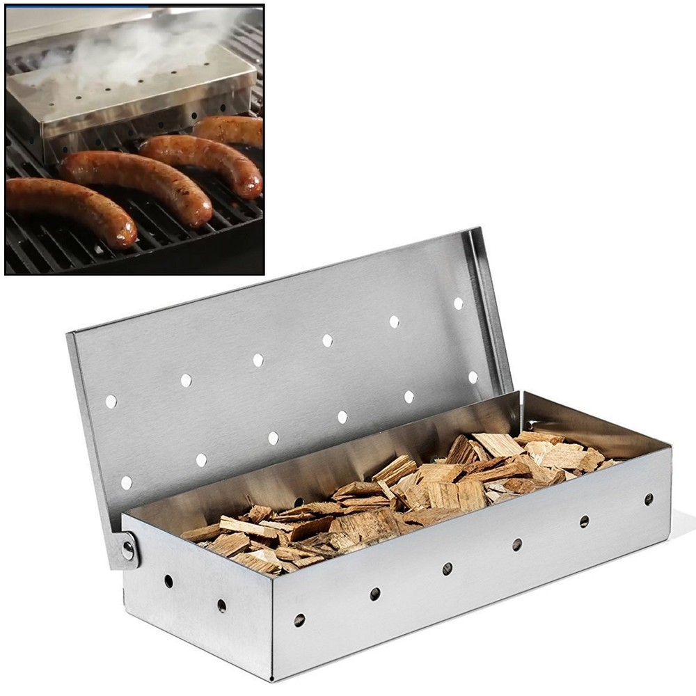 Caja ahumadora barbacoa astillas de madera caja ahumadora para parrillas de gas o carbón resistente St
