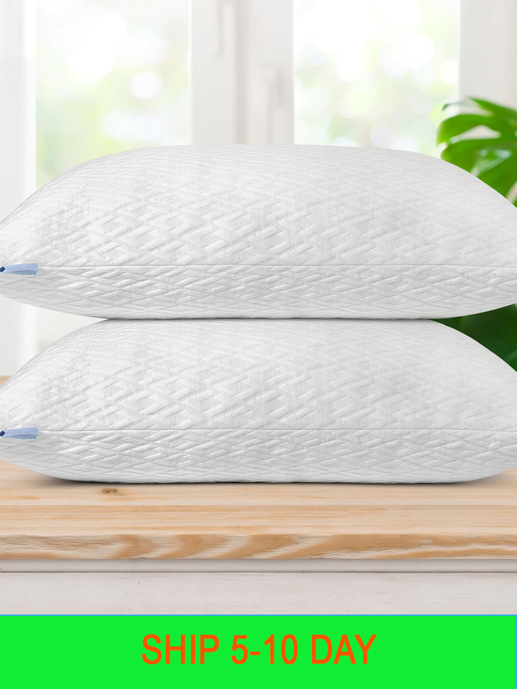 2 Pack King Size Bamboo Rayon Cooling Shredded Memory Foam Pillows