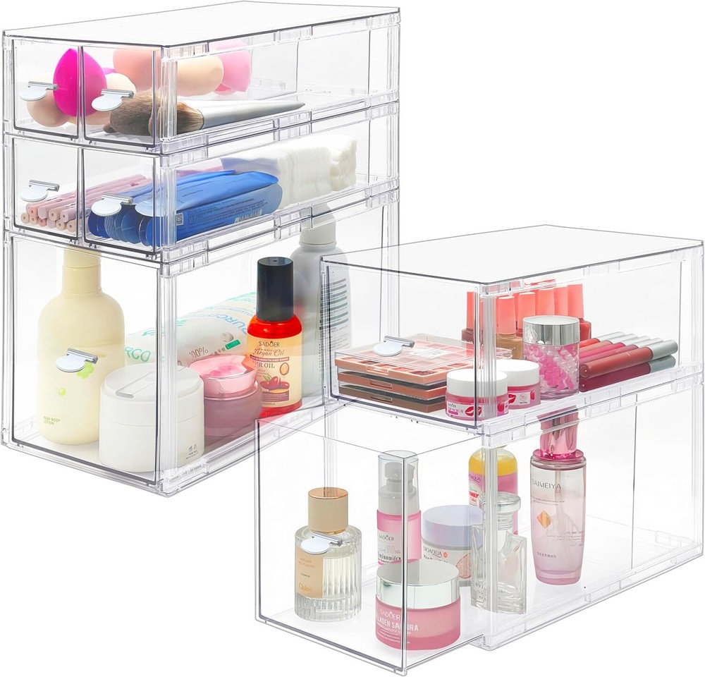 Stackable Storage Drawers Set of 7, Bathroom Makeup Organizer