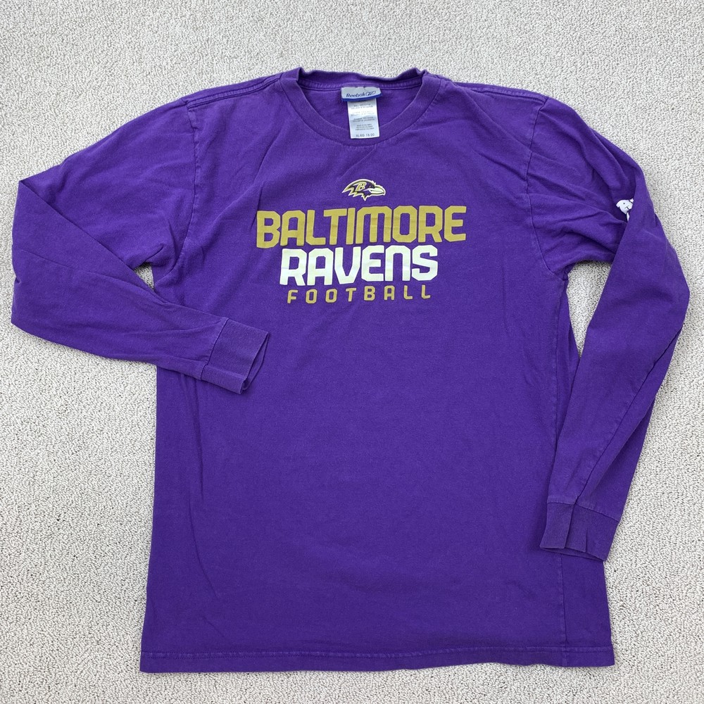Reebok Boys XL Purple Long Sleeve NFL Baltimore Ravens Football T-Shirt
