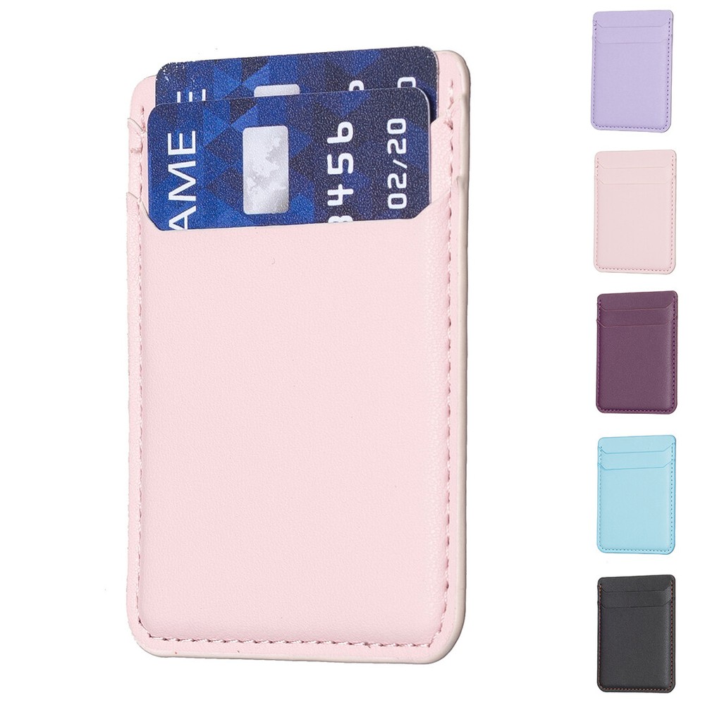 Stick-On Leather Phone Wallet Adhesive Universal Credit Card Holder-image