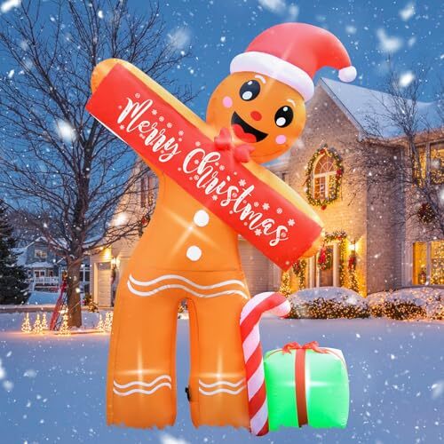8FT Tall Christmas Inflatables Gingerbread Man Outdoor 8FT Tall Gingerbread Man