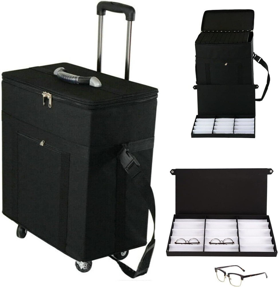 180 Slot Optical Glasses Case Pull Rod Box Eyeglasses Display Organizer New