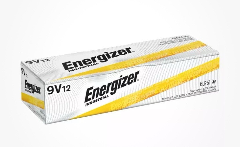 12 Energizer Industrial 9v Alkaline Batteries