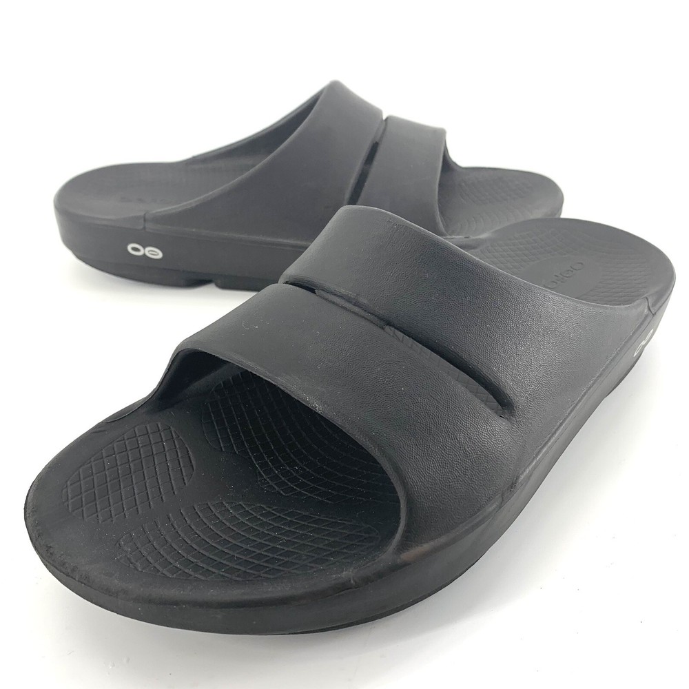 OOFOS OOahh Recovery Slide Sandal Black Men's 8 Women's 10