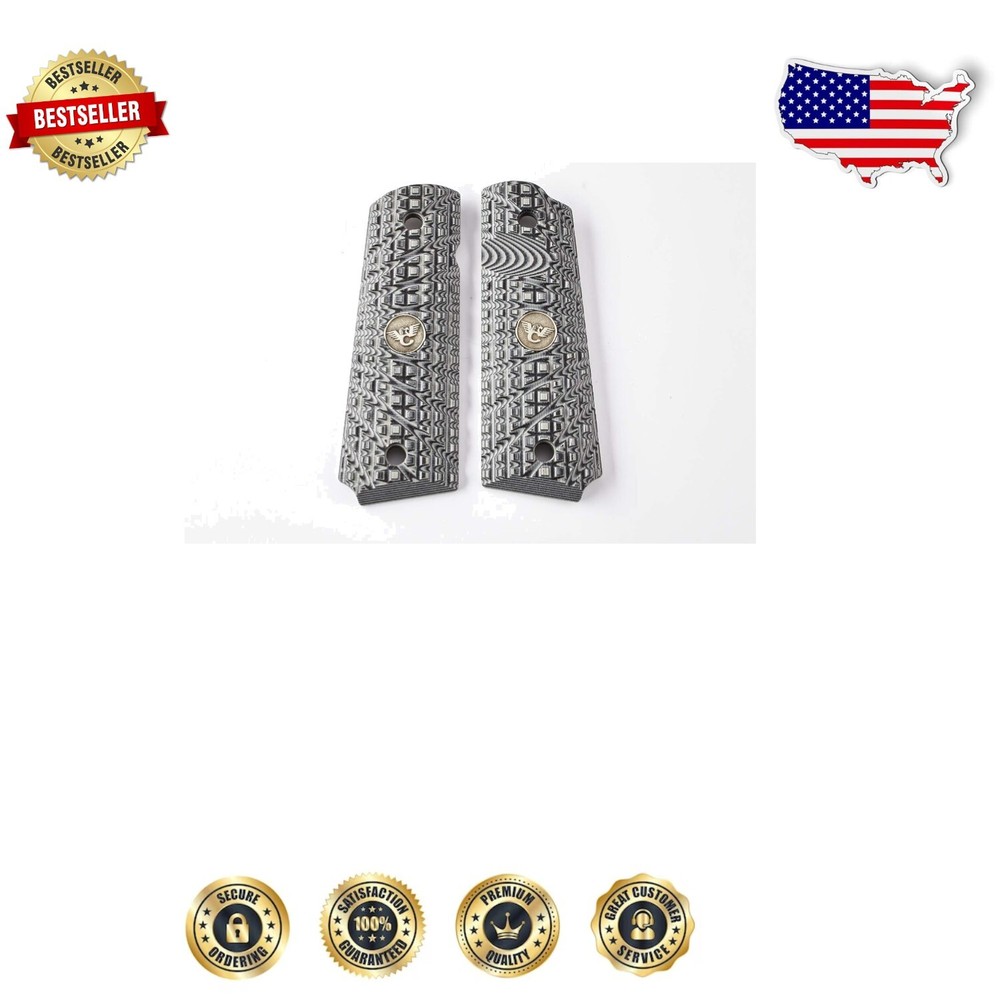 Precision Machined Gray Black G10 Grips for 1911 with TRAK Starburst Design
