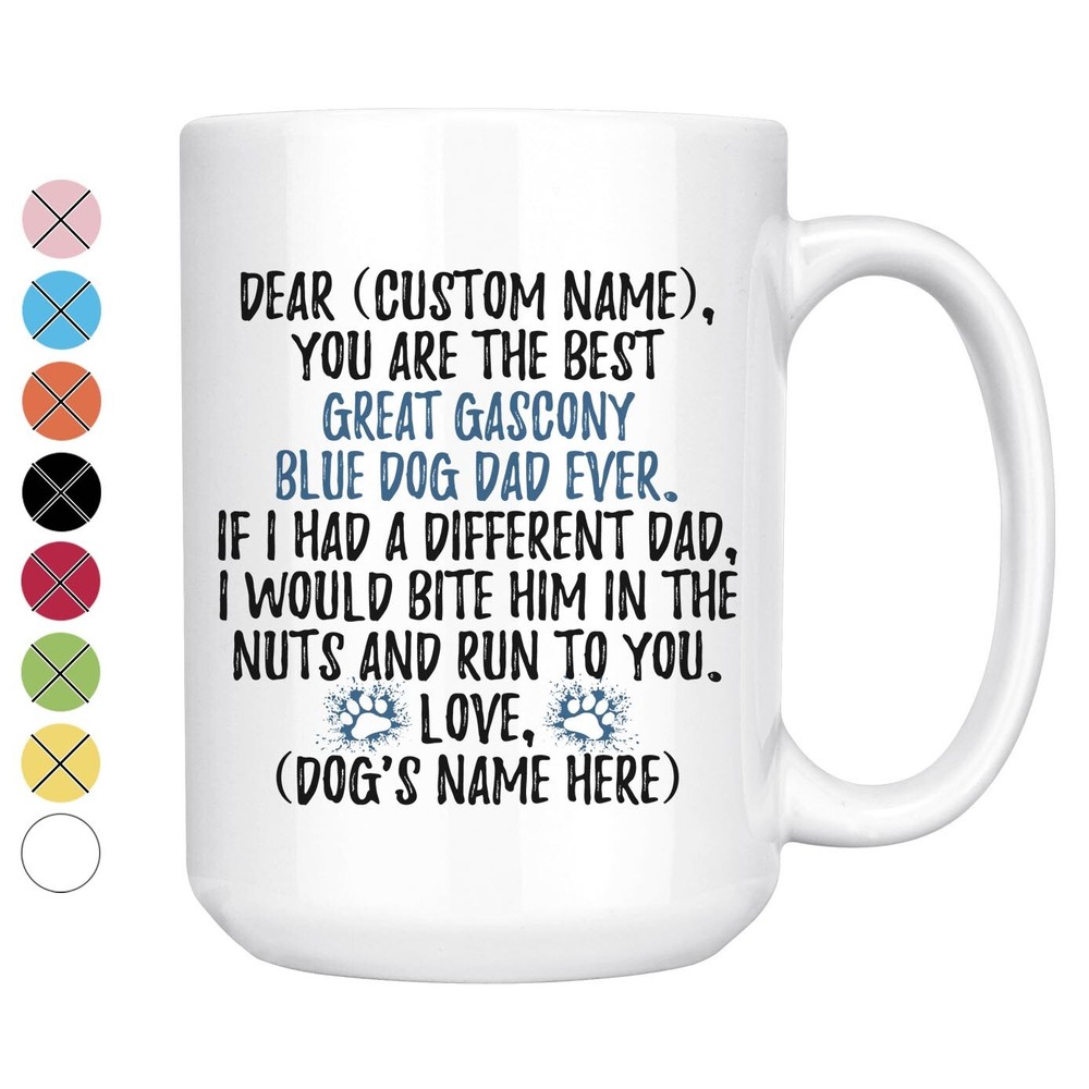 Personalized Great Gascony Blue Dog Dad Mug, Gascogne Dog Owner Men Gift
