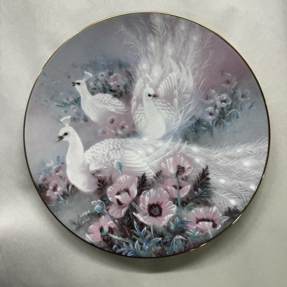 The Peacocks On Wings Of Snow Plate Lena Liu Vintage 1991