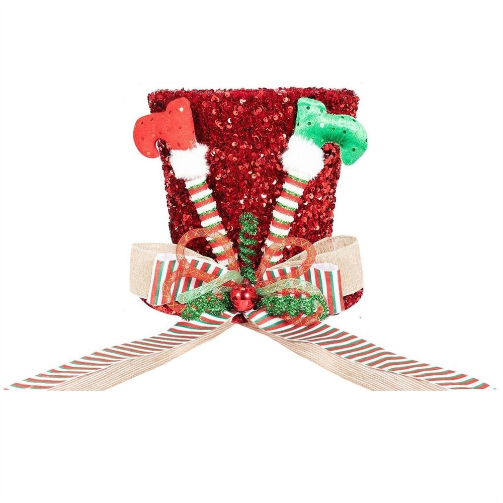 Easily Stored Red Green Cotton Xmas Tree Decoration with Spring Support