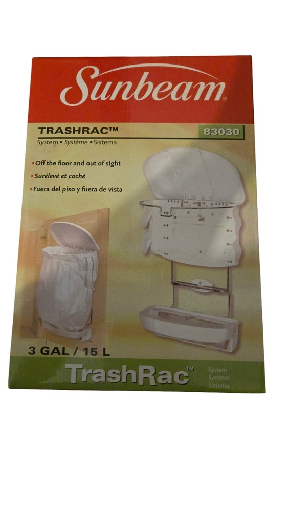 Vintage 2005 Sunbeam Trashrac Plastic Rack Kitchen 3 Gallon Garbage Can 83030