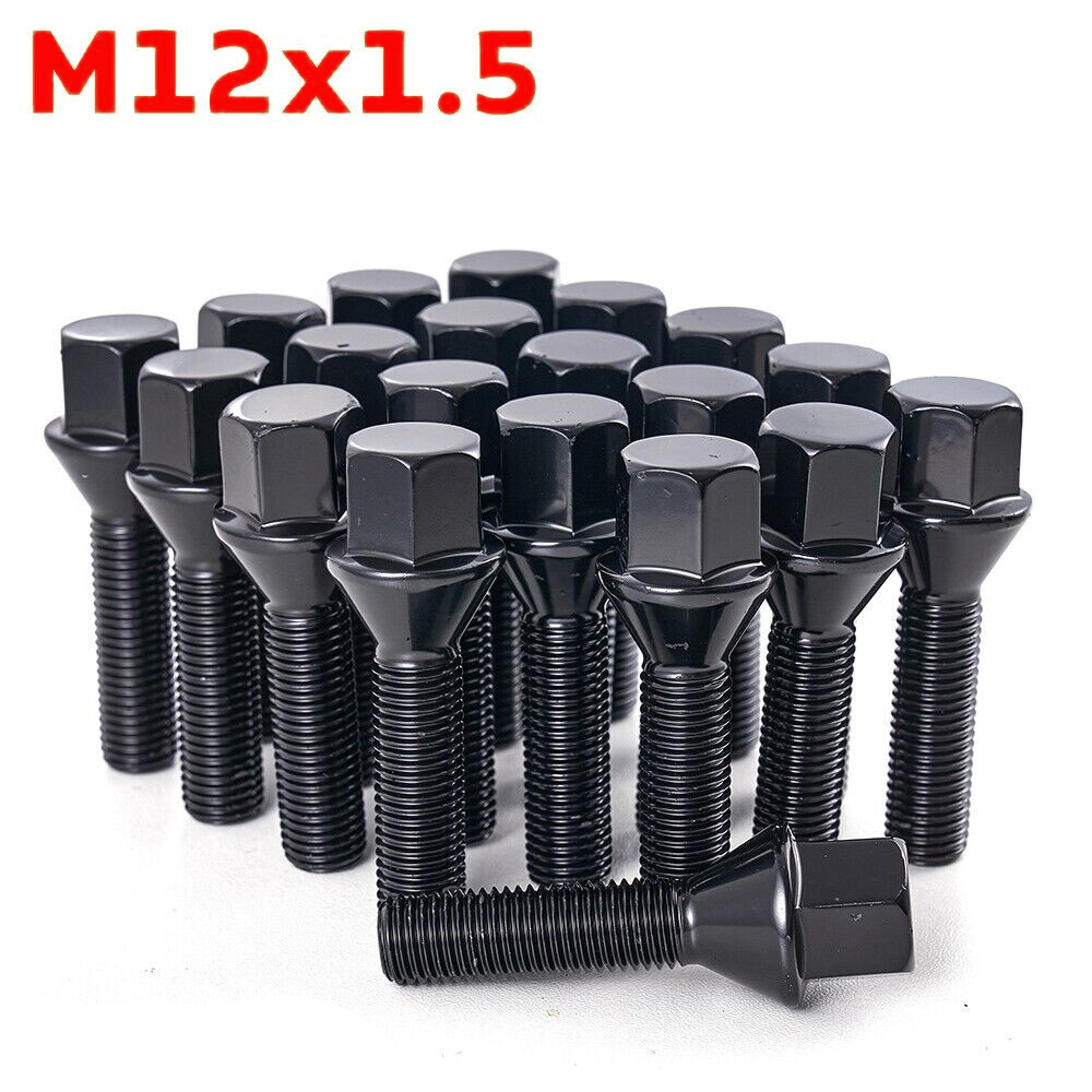 20 piezas pernos negros 12x1,5 40 mm sintonizador de vástago para ruedas BMW E36 E46 E90 E92 E60