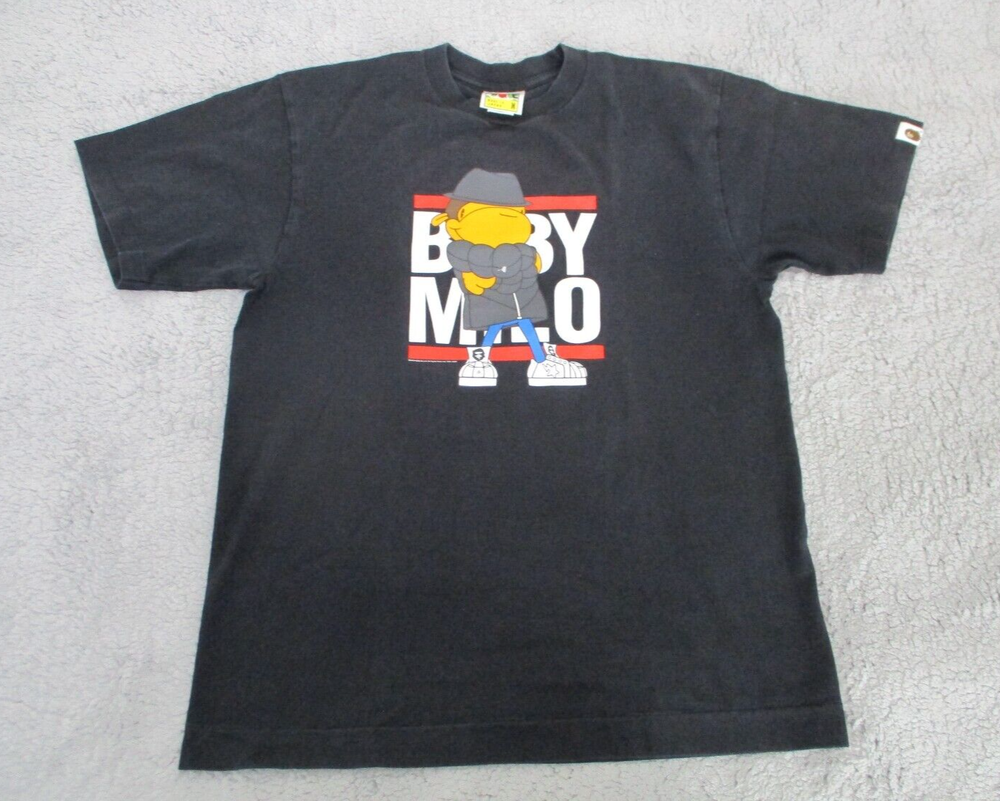 Bape T Shirt Mens Medium Baby Milo Black A Bathing Ape 2008 Run DMC Graphic Tee