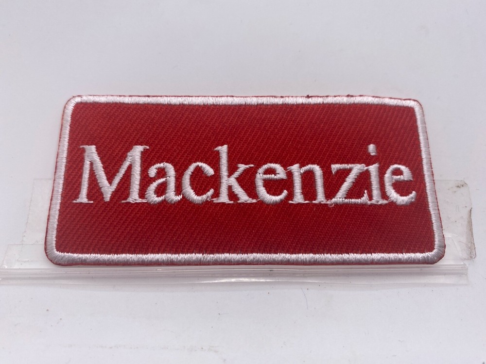 MACKENZIE  NEW EMBROIDERED   IRON ON NAME PATCH ASSORTED COLORS 1-1/2 X 3-1/2