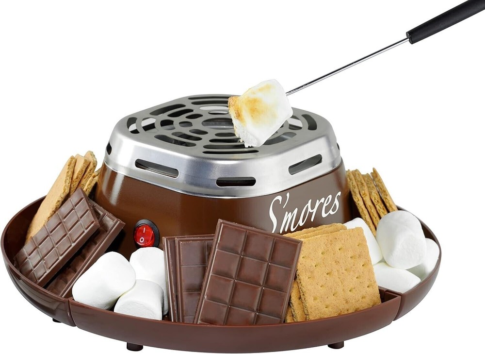 Nostalgia Tabletop Indoor Electric S'mores Maker - Smores Kit With Marshmallow R