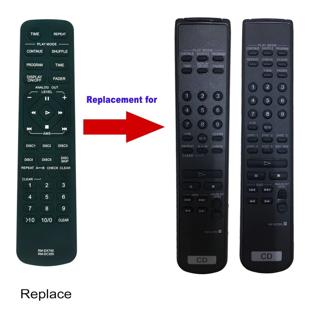 RM-DC355 RM-DX740 Replacement Remote for Sony CD Player CDP-CE335 C591 XE270 Models