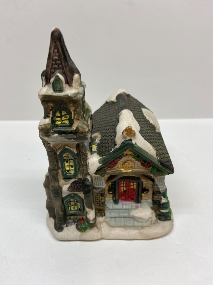 Vintage Porcelain Christmas Village Church House Decoration