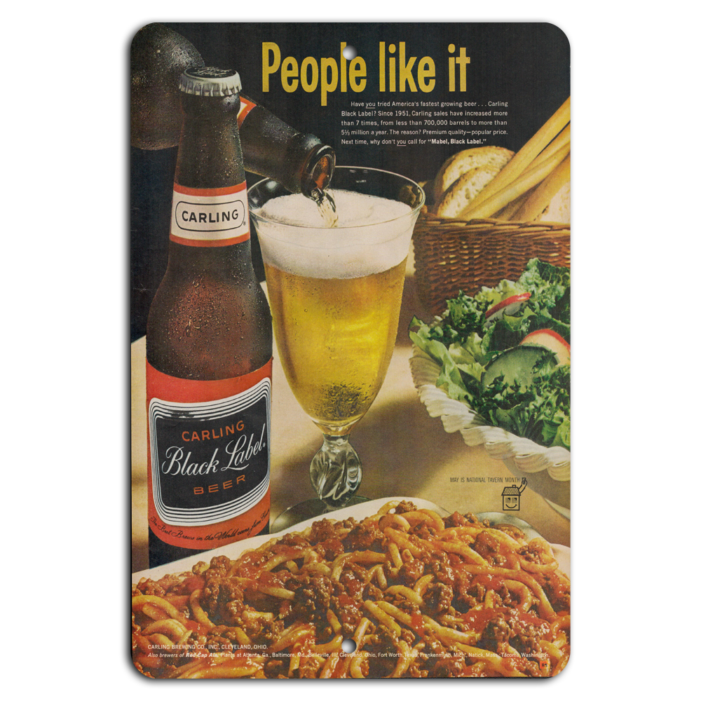 Retro Charm: Carling Black Label Beer Vintage Metal Sign