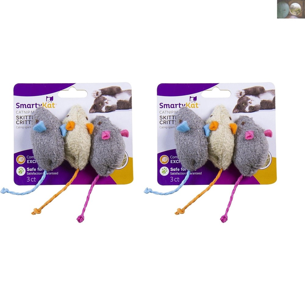 Skitter Critters Catnip Mice 6-Pack for Playful Cats of All Breeds