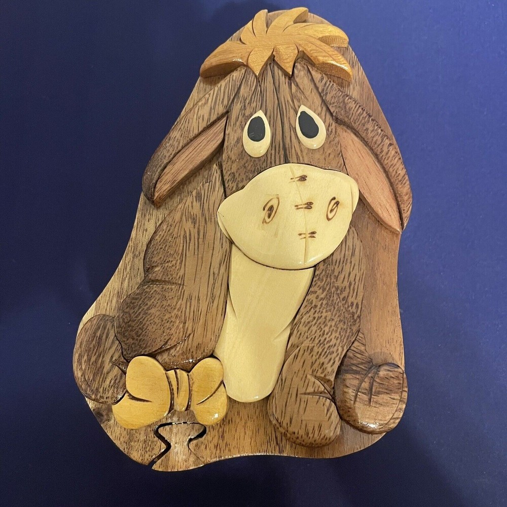 Eyeore Puzzle Box Wooden Felt Lined Jewelry Keepsake Whimsical Gift Disney Pooh