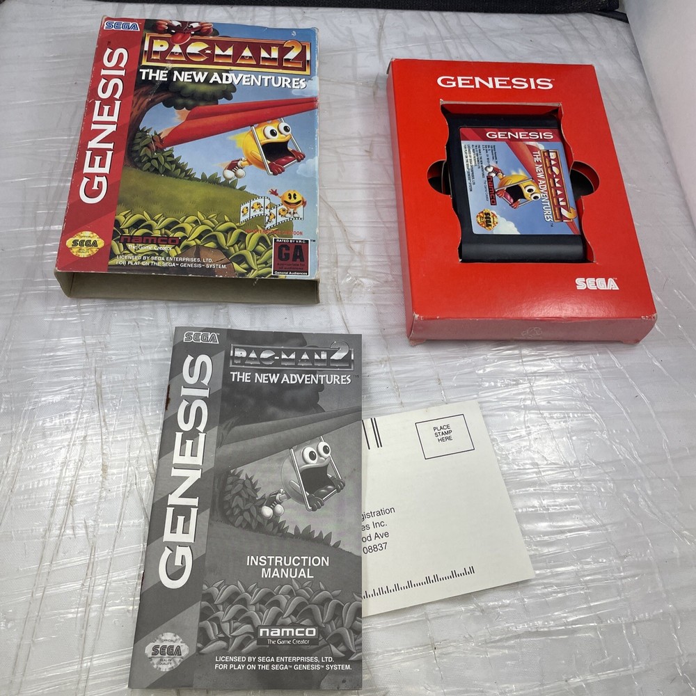 Pac-Man 2: The New Adventures (Sega Genesis, 1994) Cib W/Registration Card