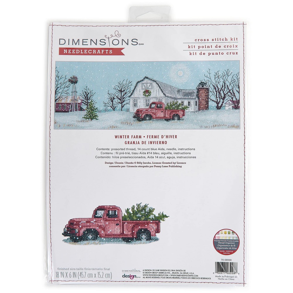 Dimensions 70-08998 Winter Farm Christmas Counted Cross Stitch Kit, 18